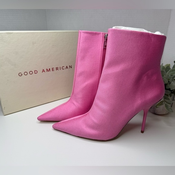 Good American Emma High Booties in Pink Size 10M Barbiecore Stiletto Preppy NIB - Picture 12 of 16
